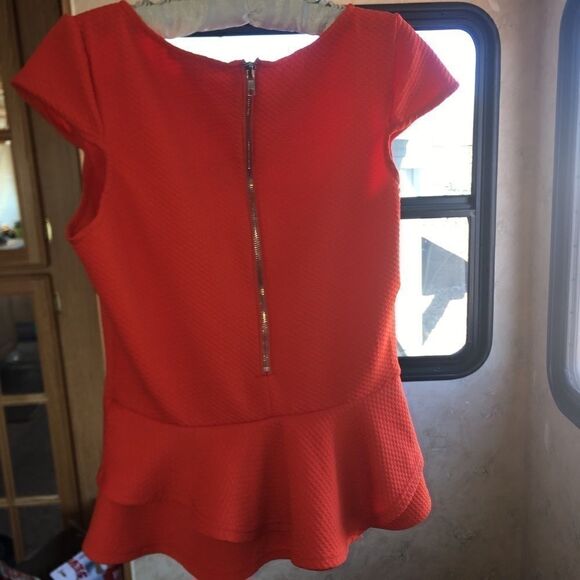 ARDEN B Orange Peplum Knit Top - Picture 2 of 6